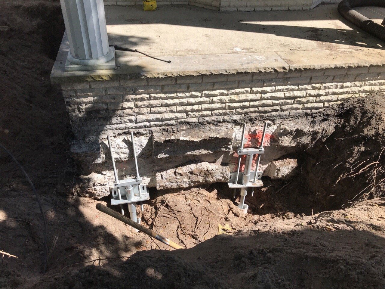 Foundation repair using Helical Piles, Chance Helical Pier Installer